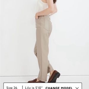 Madewell Perfect Vintage Neutral Taupe Faux Leather Pants 30 Petite